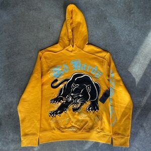 RARE MODERN VINTAGE 2000s ED HARDY BLACK PANTHER YELLOW BLUE HOODIE